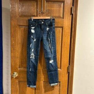 EXPRESS Mia Mid Rise Legging Dark Wash Distressed Women’s Jeans